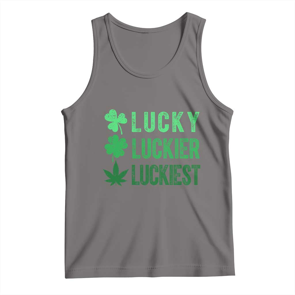 Funny St. Patrick's Day Weed Tank Top Lucky Luckiest Cannabis Shamrock TS09 Deep Heather Print Your Wear