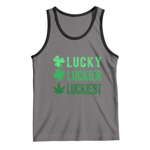 Funny St. Patrick's Day Weed Tank Top Lucky Luckiest Cannabis Shamrock TS09 Deep Heather Black Print Your Wear