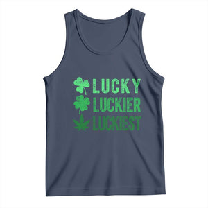 Funny St. Patrick's Day Weed Tank Top Lucky Luckiest Cannabis Shamrock TS09 Navy Print Your Wear