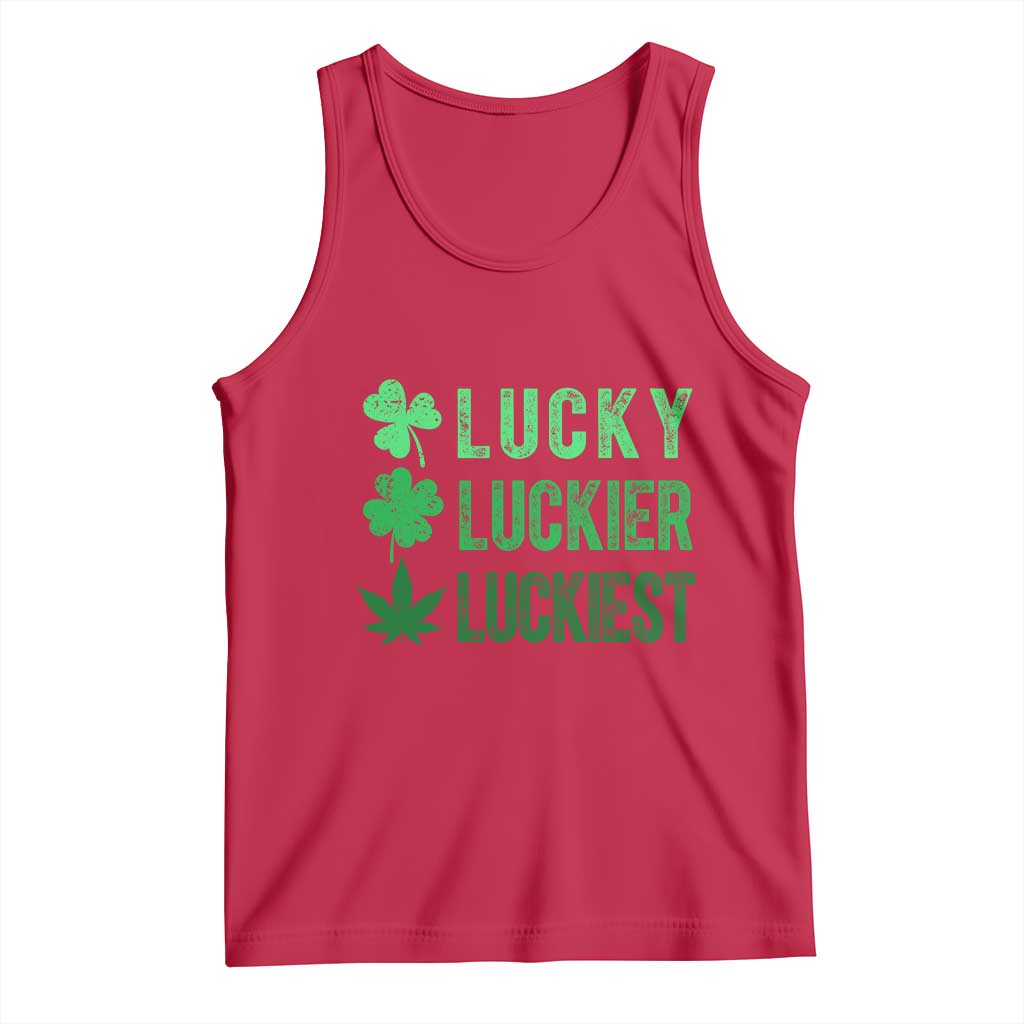 Funny St. Patrick's Day Weed Tank Top Lucky Luckiest Cannabis Shamrock TS09 Red Print Your Wear