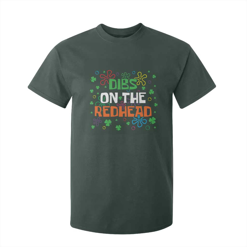 Funny St. Patrick's Day T Shirt For Kid Dibs On The Redhead TS09 Dark Forest Green Print Your Wear