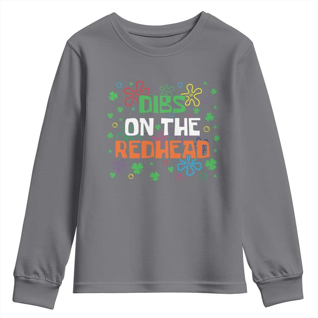 Funny St. Patrick's Day Youth Sweatshirt Dibs On The Redhead TS09 Charcoal Print Your Wear