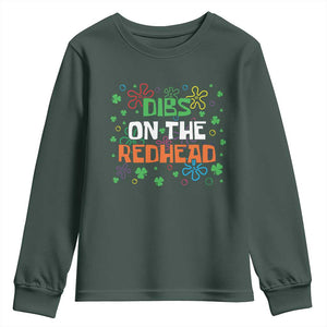 Funny St. Patrick's Day Youth Sweatshirt Dibs On The Redhead TS09 Dark Forest Green Print Your Wear