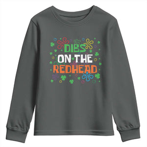 Funny St. Patrick's Day Youth Sweatshirt Dibs On The Redhead TS09 Dark Heather Print Your Wear