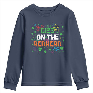 Funny St. Patrick's Day Youth Sweatshirt Dibs On The Redhead TS09 Navy Print Your Wear