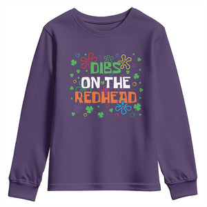 Funny St. Patrick's Day Youth Sweatshirt Dibs On The Redhead TS09 Purple Print Your Wear