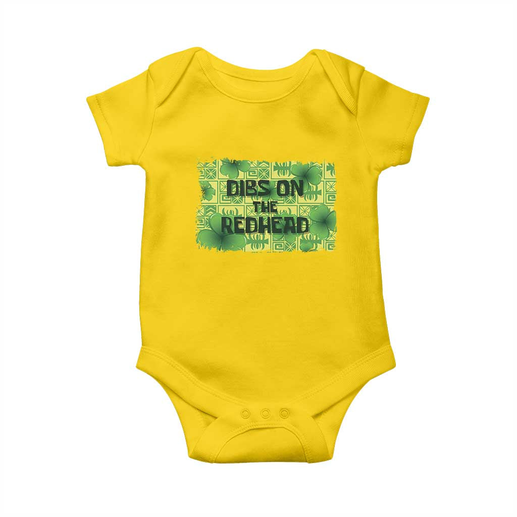 Funny St. Patrick's Day Dibs On The Redhead Baby Onesie TS09 Daisy Print Your Wear