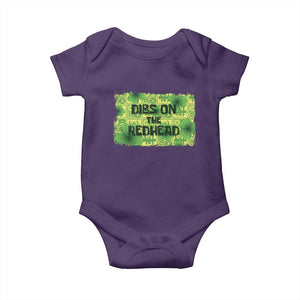 Funny St. Patrick's Day Dibs On The Redhead Baby Onesie TS09 Purple Print Your Wear