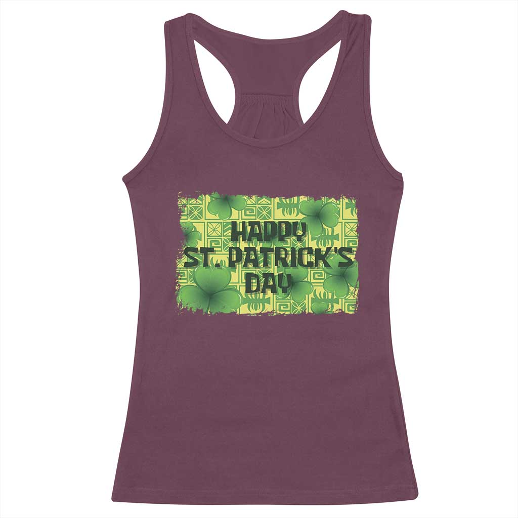 Funny Happy St. Patrick's Day Racerback Tank Top TS09 Maroon Print Your Wear