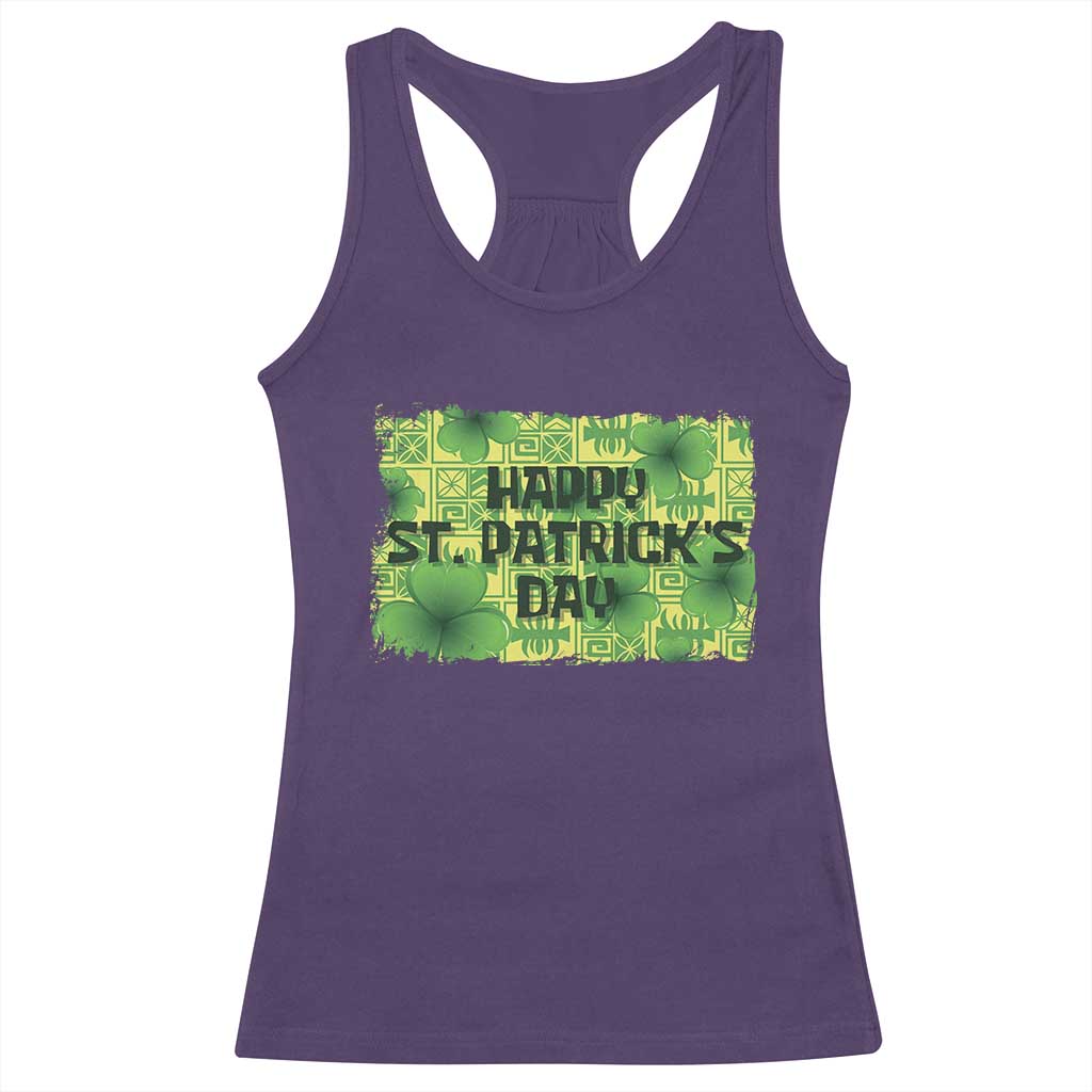 Funny Happy St. Patrick's Day Racerback Tank Top TS09 Purple Print Your Wear