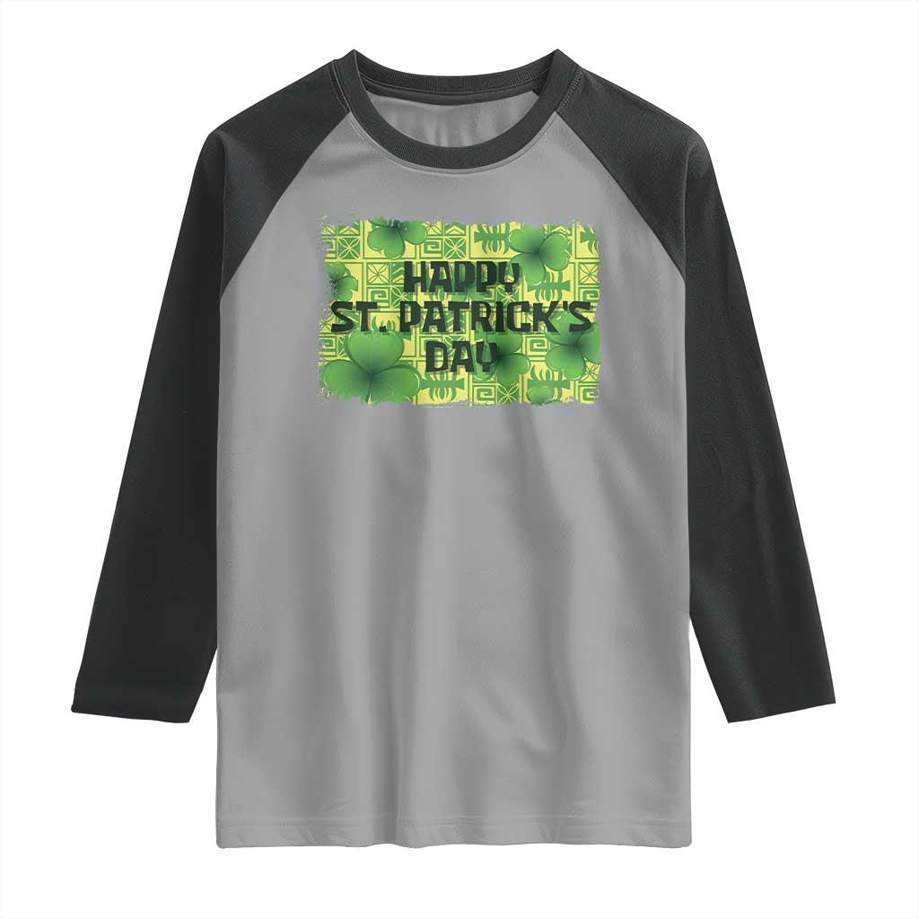 Funny Happy St. Patrick's Day Raglan Shirt TS09 Sport Gray Black Print Your Wear