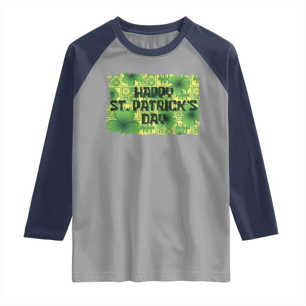 Funny Happy St. Patrick's Day Raglan Shirt TS09 Sport Gray Navy Print Your Wear