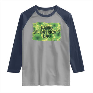 Funny Happy St. Patrick's Day Raglan Shirt TS09 Sport Gray Navy Print Your Wear