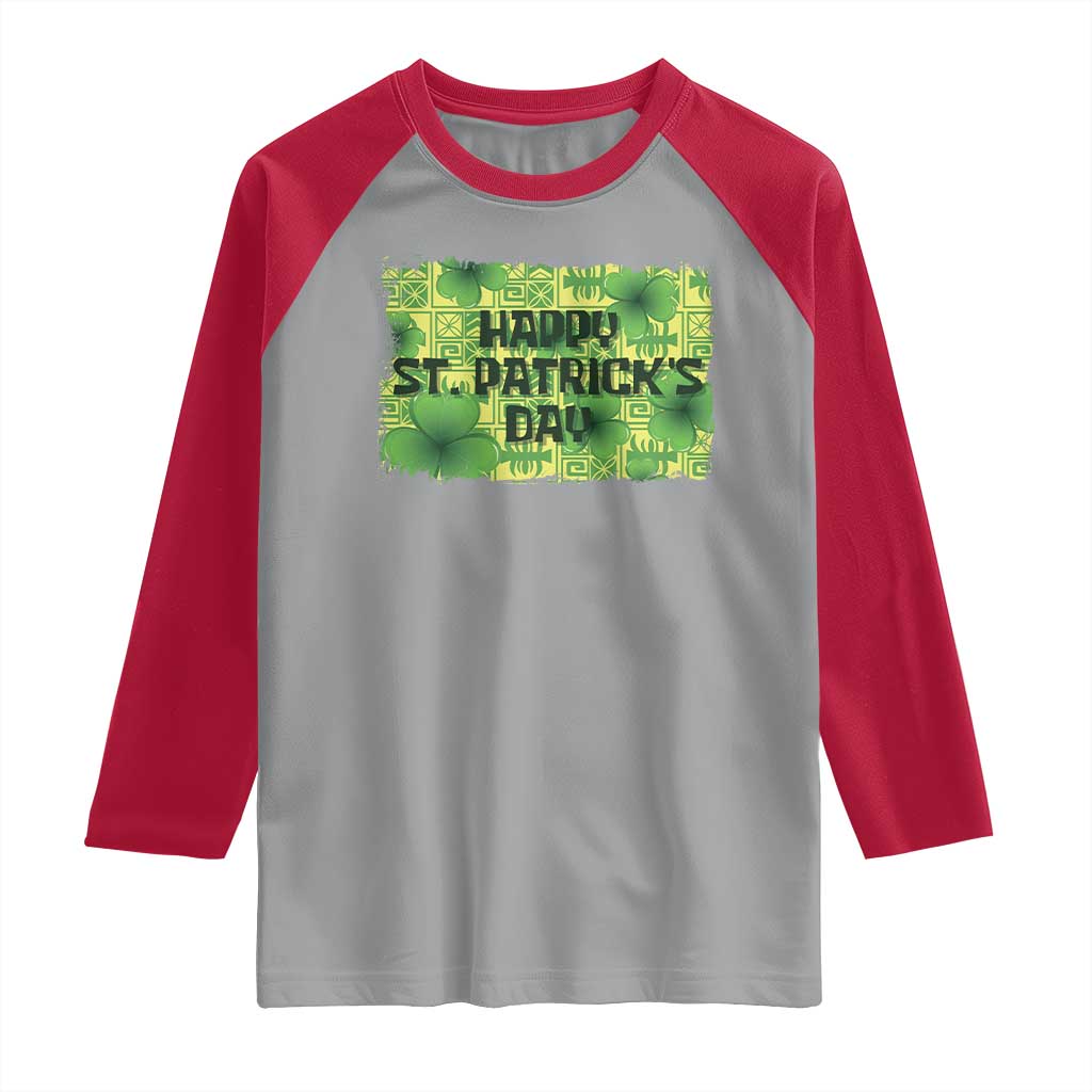 Funny Happy St. Patrick's Day Raglan Shirt TS09 Sport Gray Red Print Your Wear