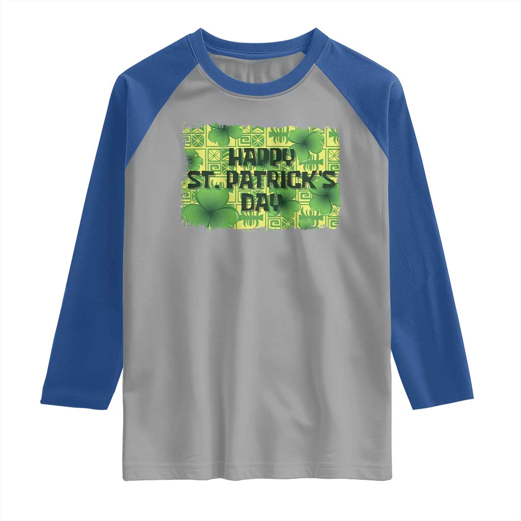 Funny Happy St. Patrick's Day Raglan Shirt TS09 Sport Gray Royal Print Your Wear