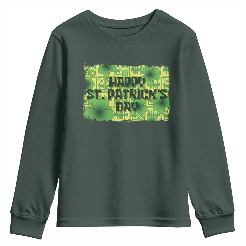 Funny Happy St. Patrick's Day Youth Sweatshirt TS09 Dark Forest Green Print Your Wear
