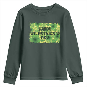 Funny Happy St. Patrick's Day Youth Sweatshirt TS09 Dark Forest Green Print Your Wear