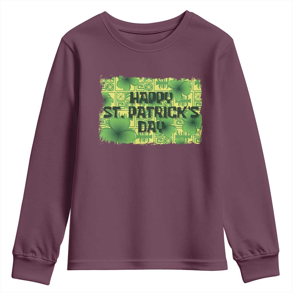 Funny Happy St. Patrick's Day Youth Sweatshirt TS09 Maroon Print Your Wear