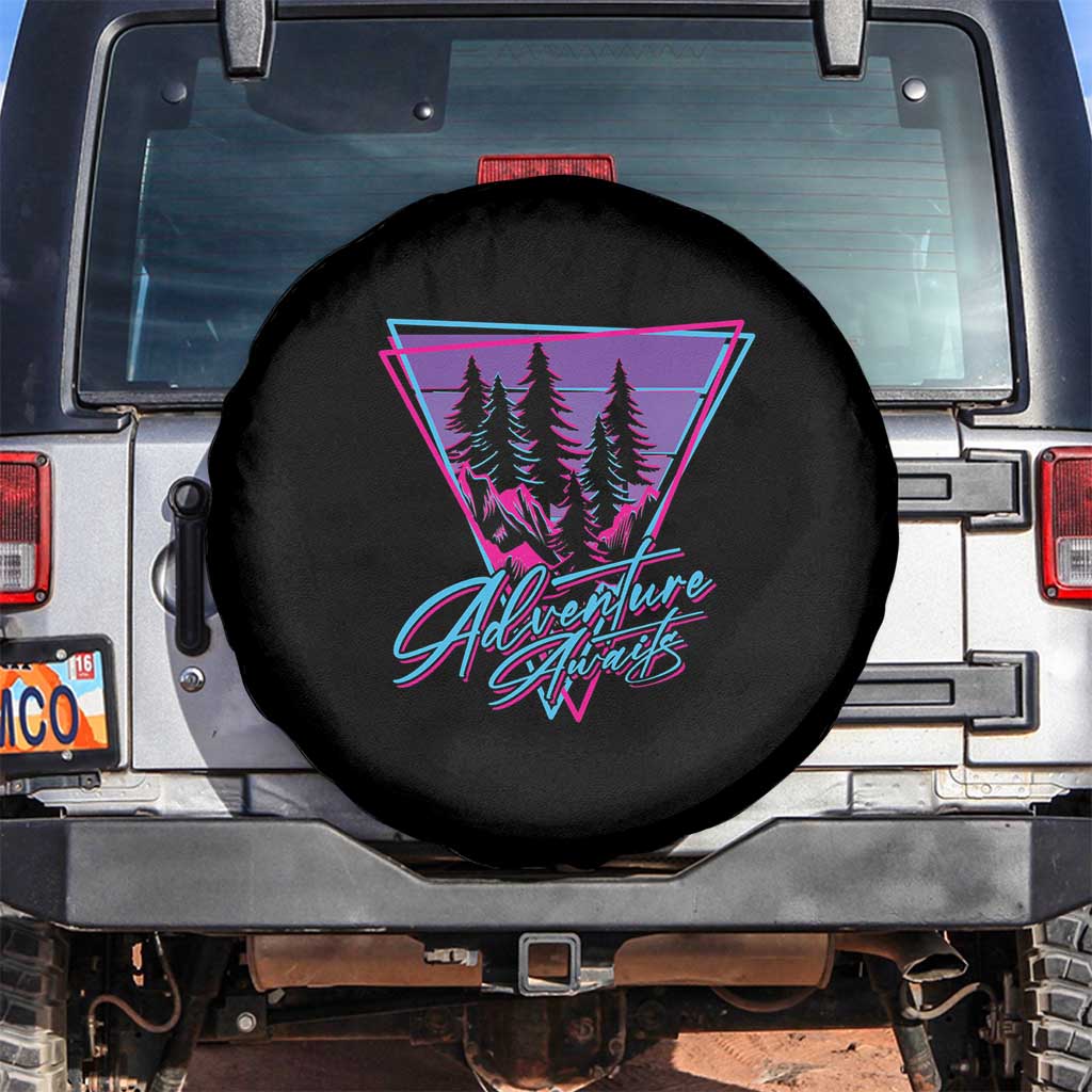 Camping Lover Spare Tire Cover Adventure Awaits Outdoors Hiking Mountains Climber TS09 No hole Black Print Your Wear