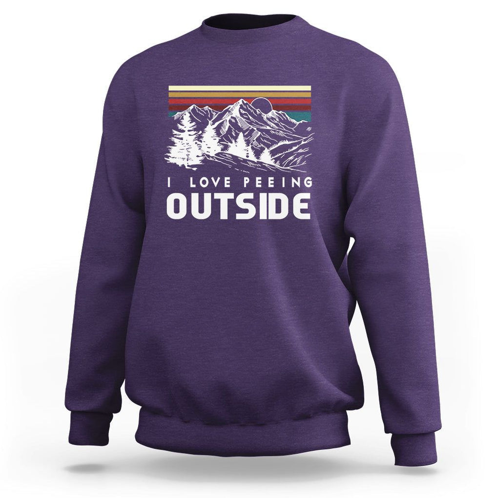 Funny Camping Sweatshirt I Love Peeing Outside Nature Lover Hiking Men TS09 Purple Printyourwear