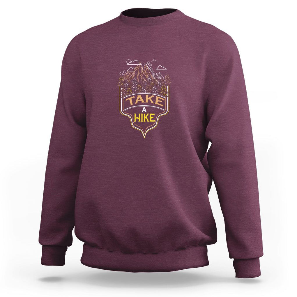 Hiking Lover Sweatshirt Take A Hike Outdoor Nature Scene TS09 Maroon Printyourwear