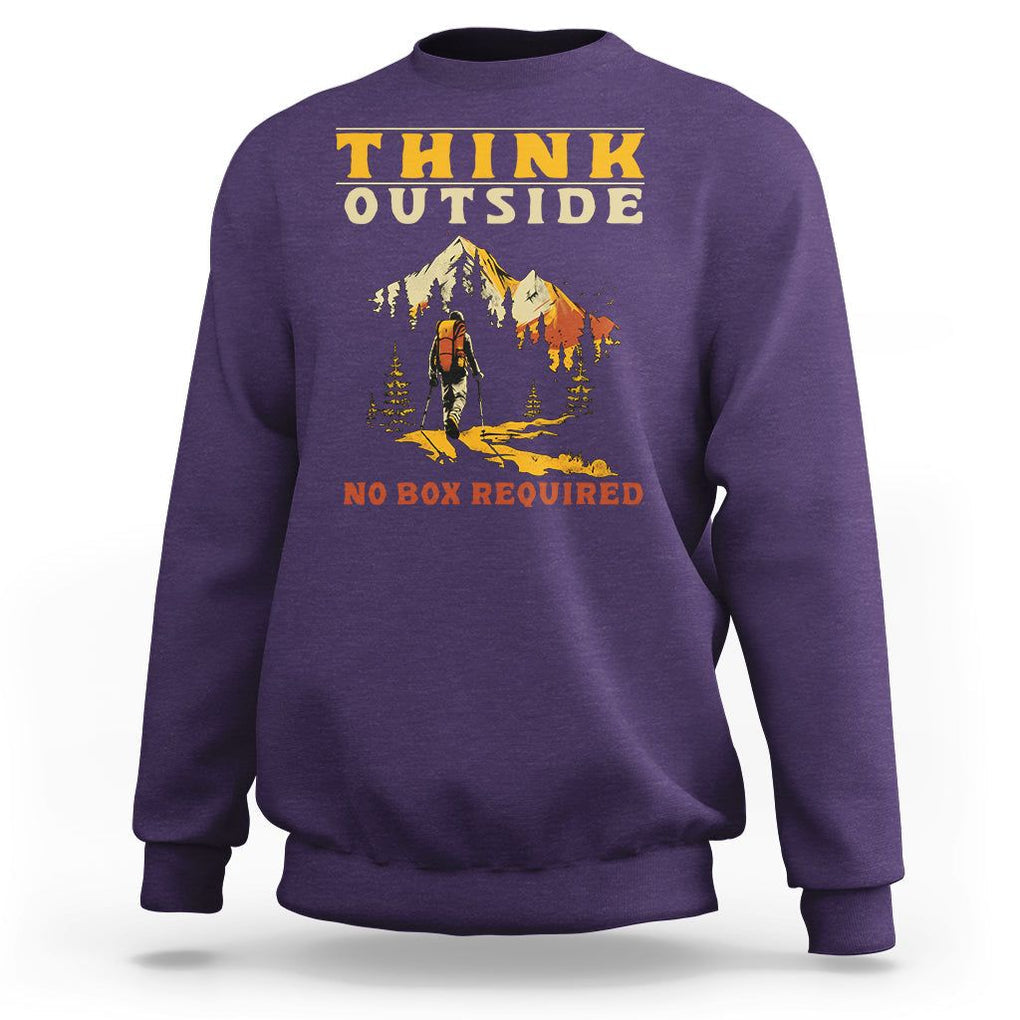 Nature Lover Sweatshirt Think Outside No Box Required TS09 Purple Printyourwear
