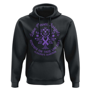 Alzheimer Awareness Hoodie Love Never Forgets Remember For Those Who Cannot Purple Ribbon TS09 Black Print Your Wear