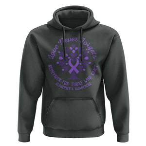 Alzheimer Awareness Hoodie Love Never Forgets Remember For Those Who Cannot Purple Ribbon TS09 Dark Heather Print Your Wear