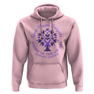 Alzheimer Awareness Hoodie Love Never Forgets Remember For Those Who Cannot Purple Ribbon TS09 Light Pink Print Your Wear