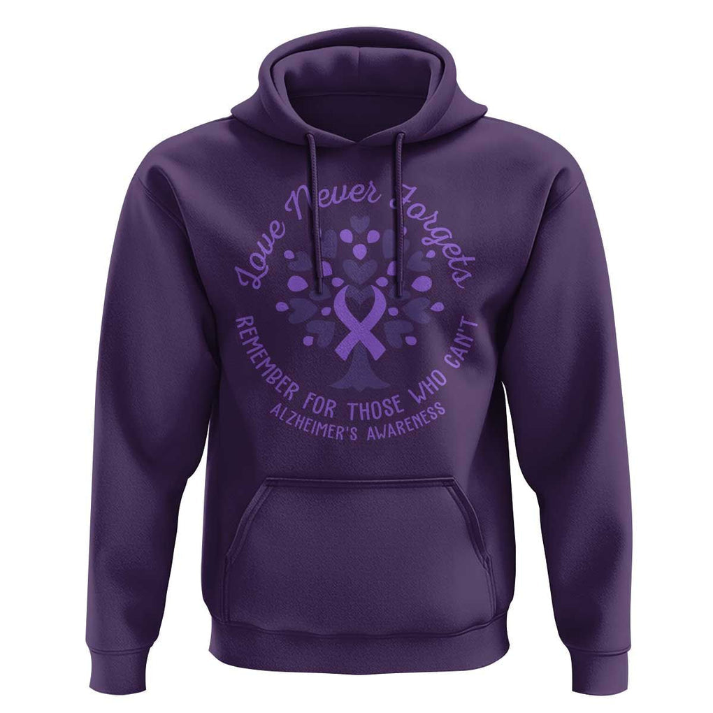 Alzheimer Awareness Hoodie Love Never Forgets Remember For Those Who Cannot Purple Ribbon TS09 Purple Print Your Wear