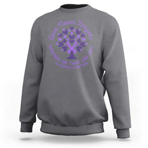 Alzheimer Awareness Sweatshirt Love Never Forgets Remember For Those Who Cannot Purple Ribbon TS09 Charcoal Print Your Wear