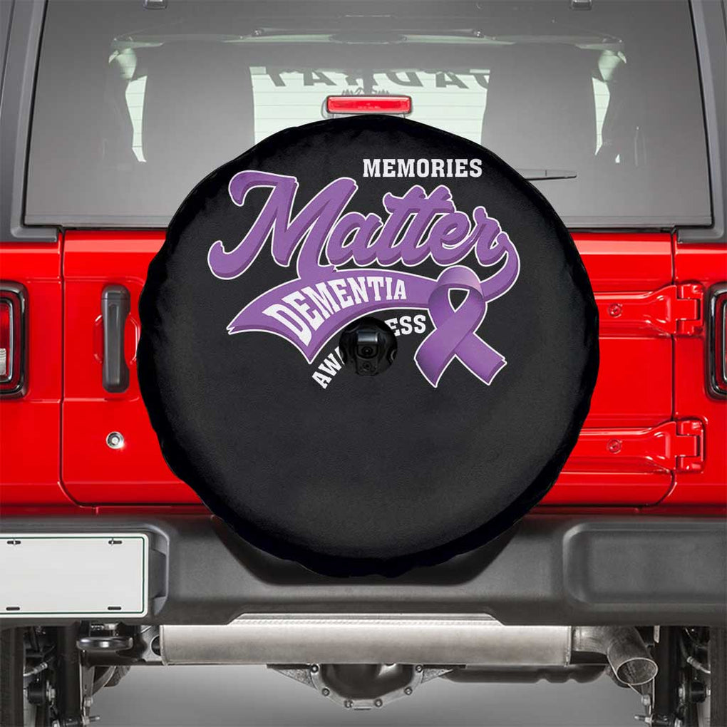 Dementia Awareness Spare Tire Cover Memories Matter Purple Ribbon Alzheimer TS09 Black Print Your Wear