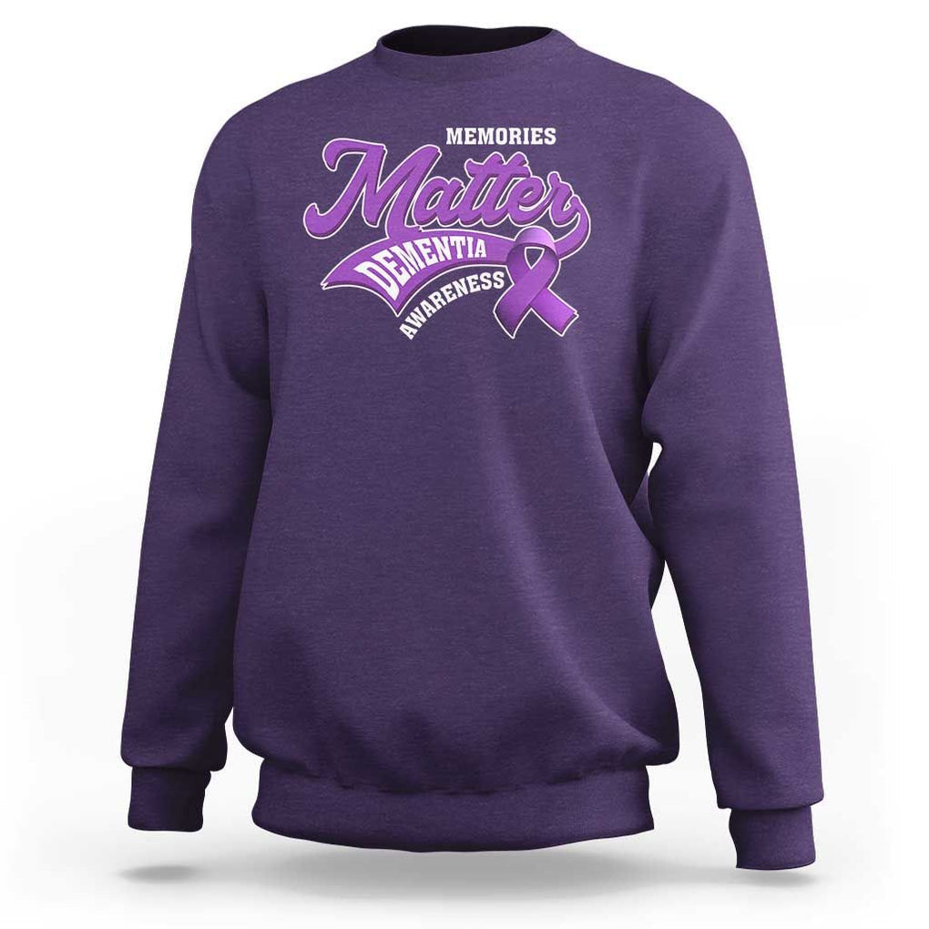 Dementia Awareness Sweatshirt Memories Matter Purple Ribbon Alzheimer TS09 Purple Print Your Wear