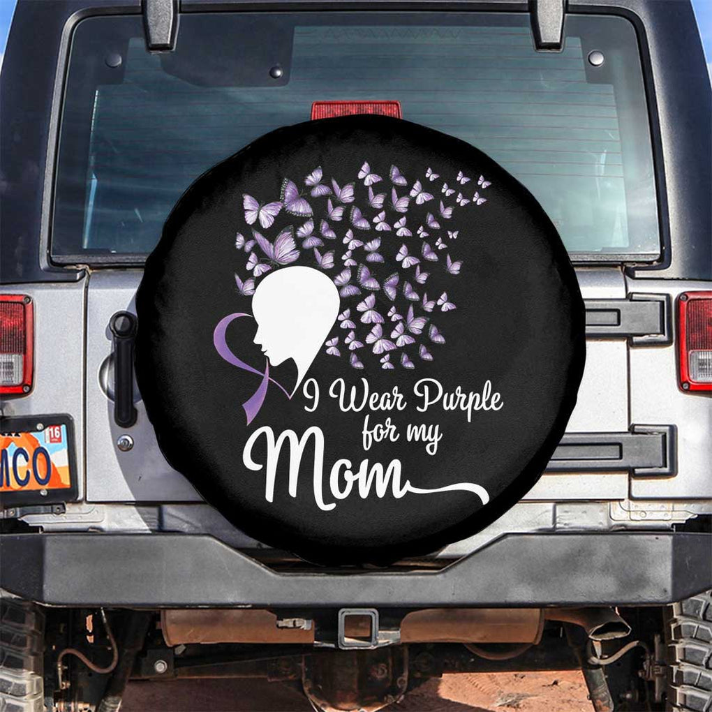 Alzheimer Awareness Spare Tire Cover I Wear Purple For My Mom Dementia TS09 No hole Black Print Your Wear