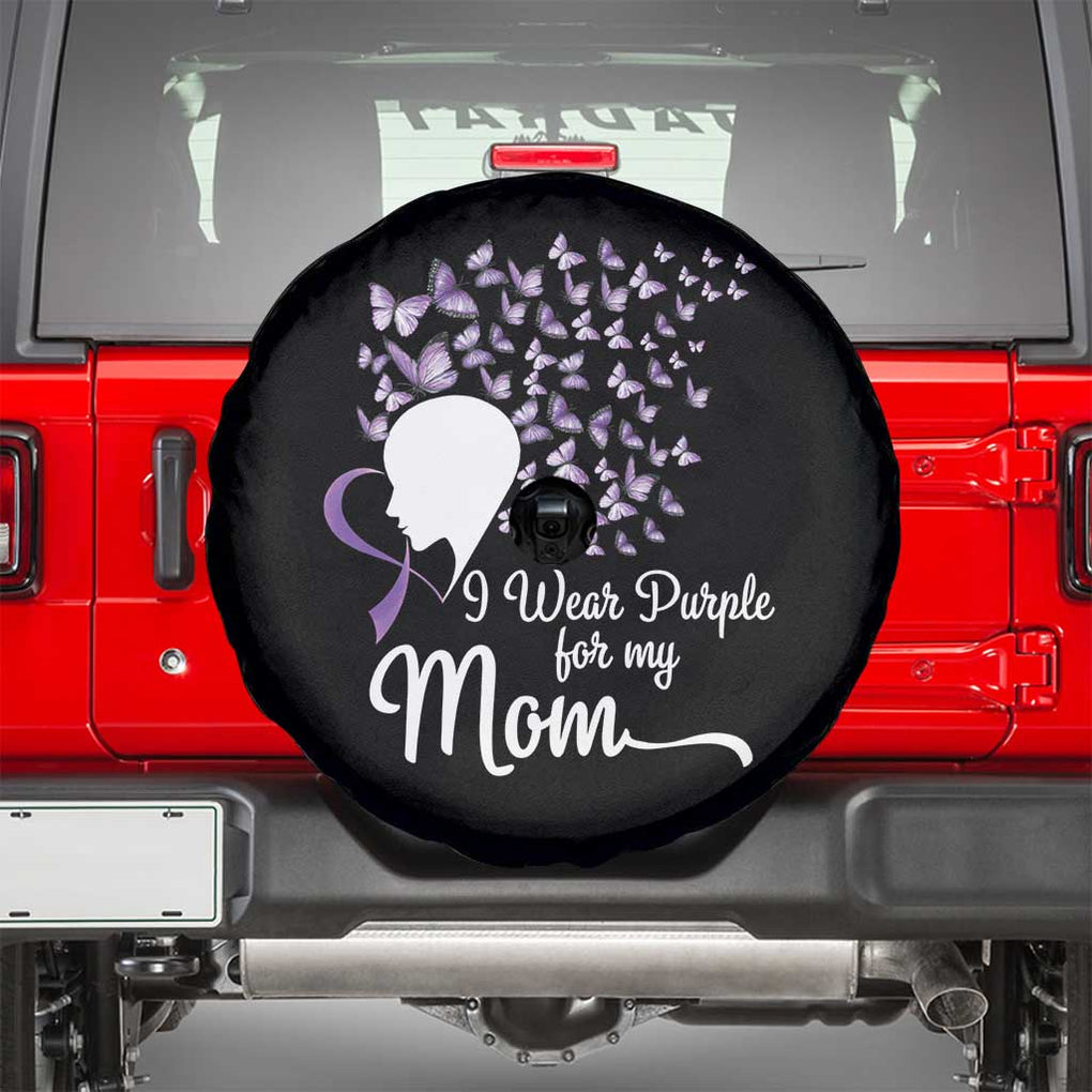 Alzheimer Awareness Spare Tire Cover I Wear Purple For My Mom Dementia TS09 Black Print Your Wear