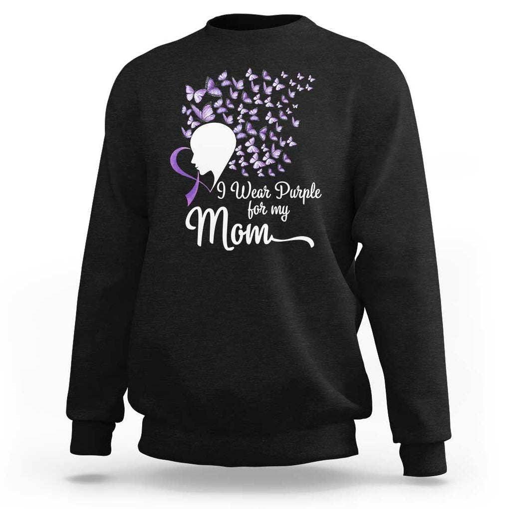 Alzheimer Awareness Sweatshirt I Wear Purple For My Mom Dementia TS09 Black Print Your Wear