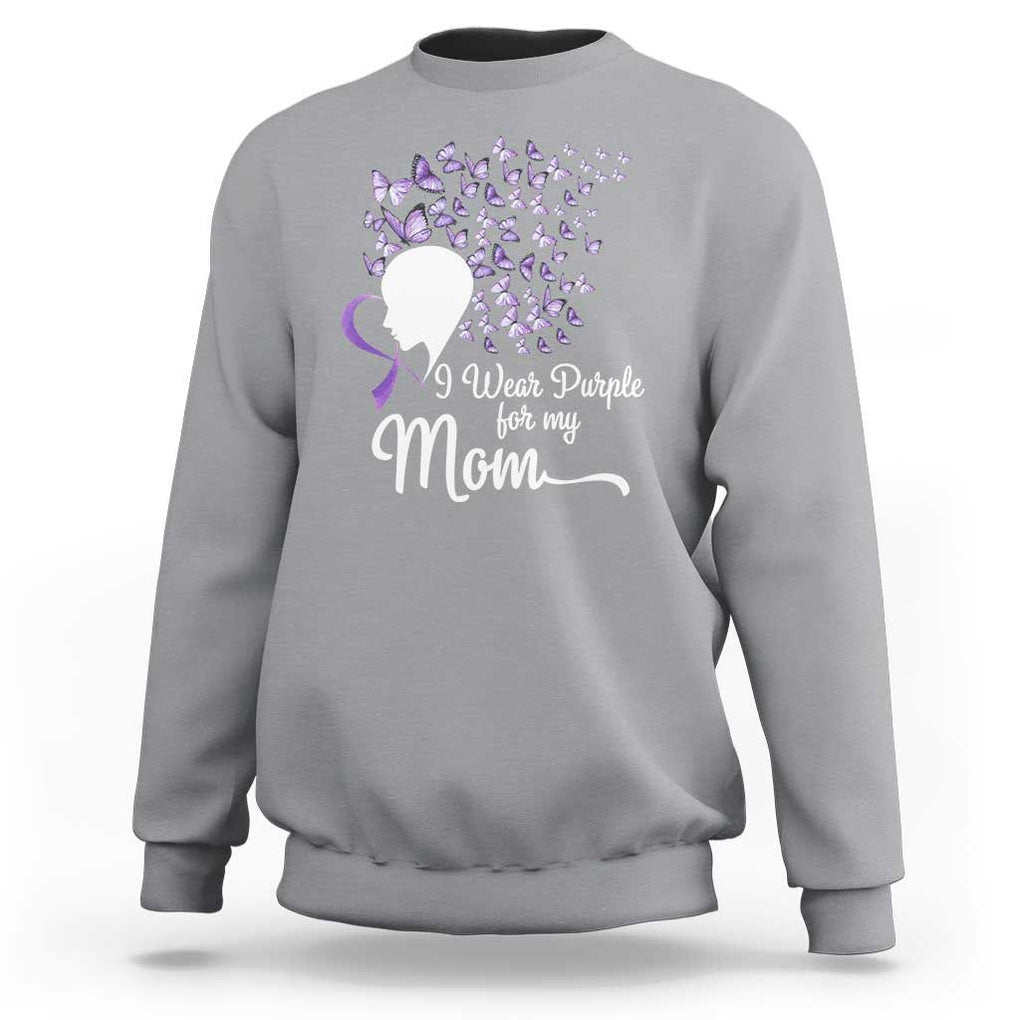 Alzheimer Awareness Sweatshirt I Wear Purple For My Mom Dementia TS09 Sport Gray Print Your Wear