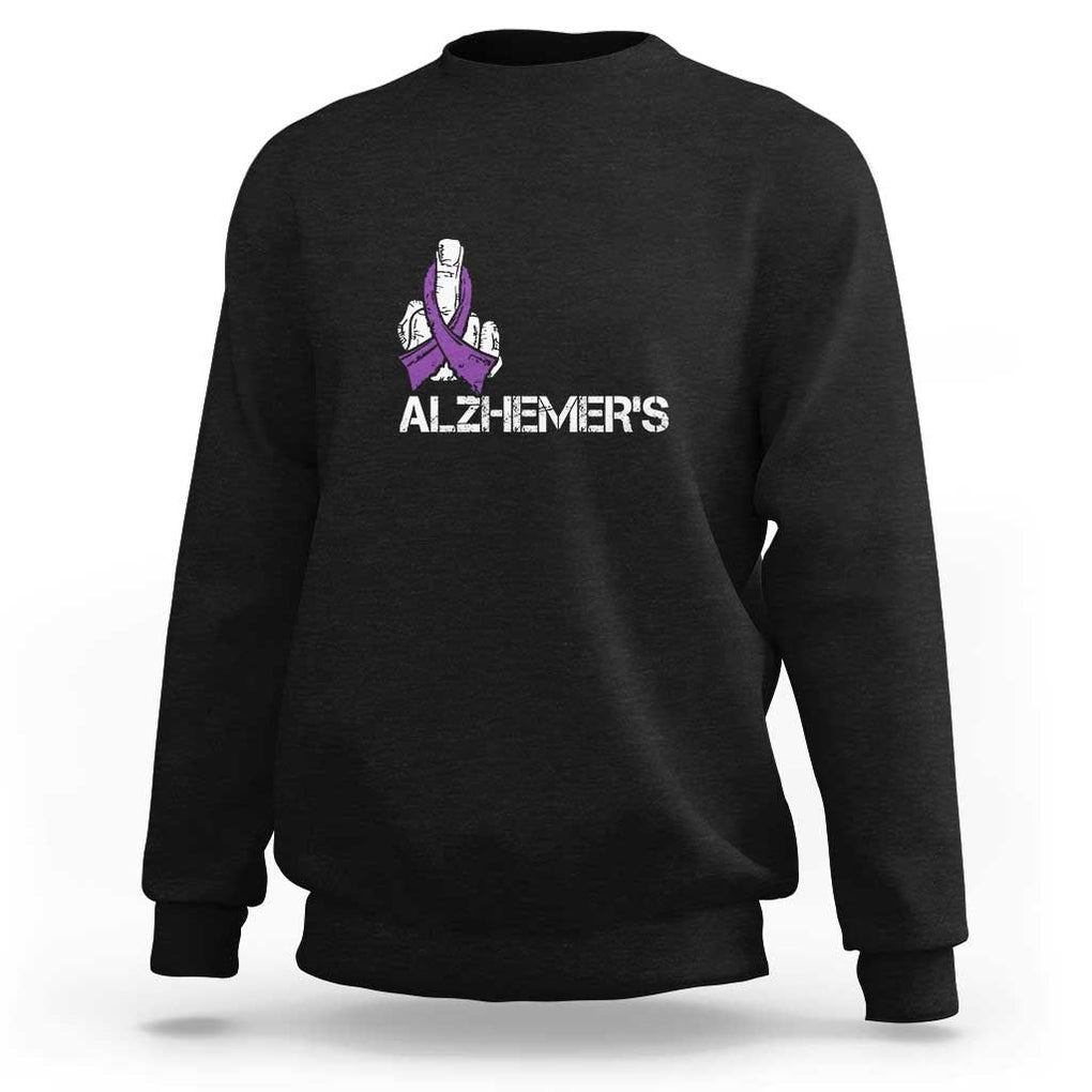 Fuck Alzheimer's Dementia Purple Ribbon Sweatshirt TS09 Black Print Your Wear