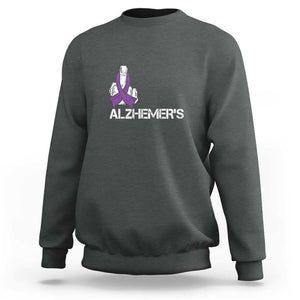 Fuck Alzheimer's Dementia Purple Ribbon Sweatshirt TS09 Dark Heather Print Your Wear