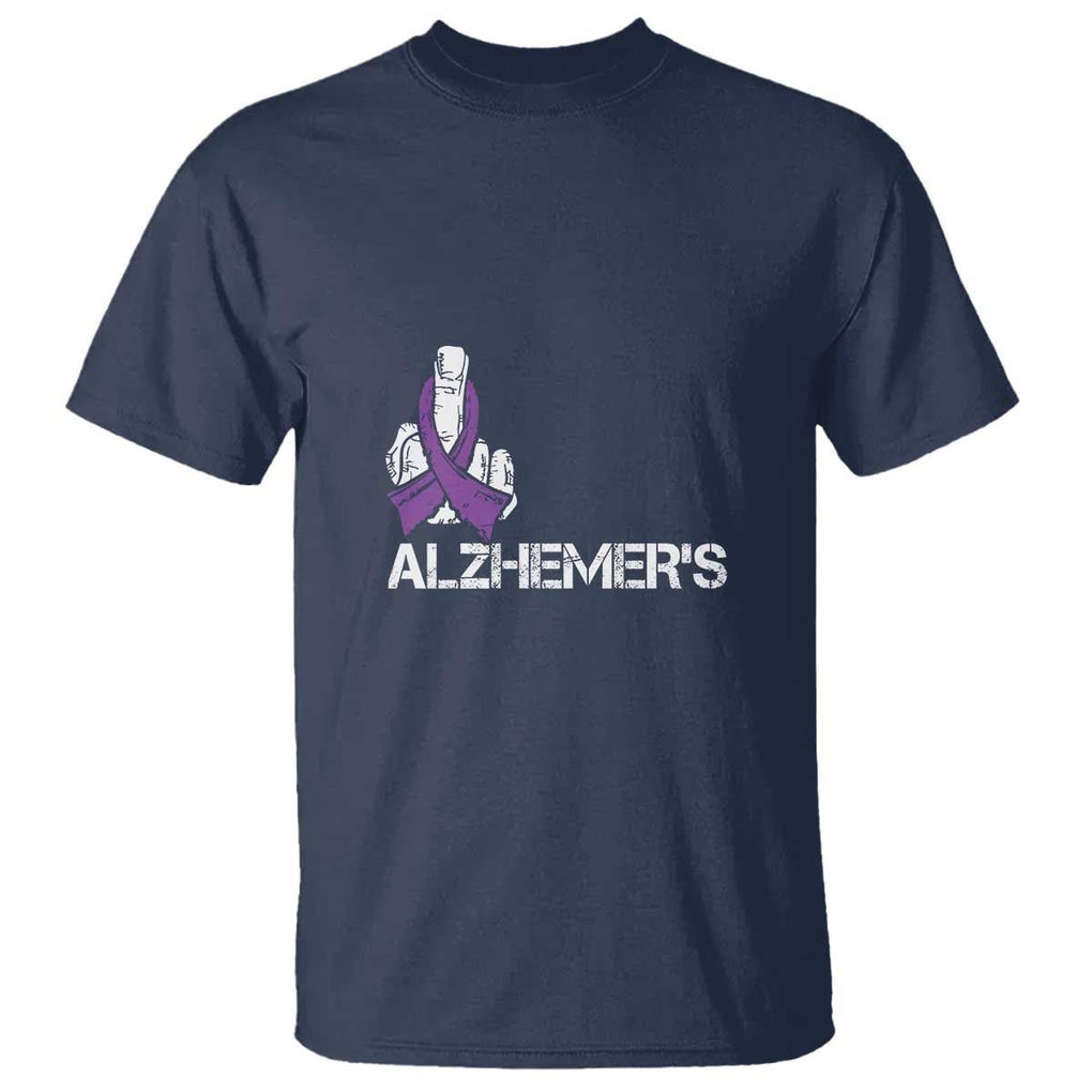 Fuck Alzheimer's Dementia Purple Ribbon T Shirt TS09 Navy Print Your Wear
