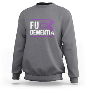 Fuck Dementia Alzheimer Purple Ribbon Sweatshirt TS09 Charcoal Print Your Wear