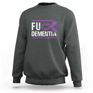 Fuck Dementia Alzheimer Purple Ribbon Sweatshirt TS09 Dark Heather Print Your Wear