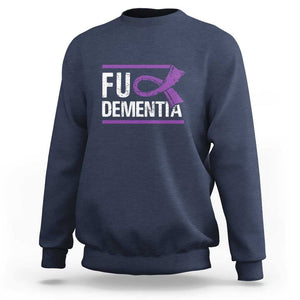 Fuck Dementia Alzheimer Purple Ribbon Sweatshirt TS09 Navy Print Your Wear