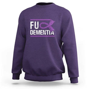 Fuck Dementia Alzheimer Purple Ribbon Sweatshirt TS09 Purple Print Your Wear