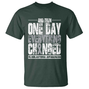 Glioblastoma Awareness T Shirt One Day Everything Changed Brain Tumor TS09 Dark Forest Green Print Your Wear