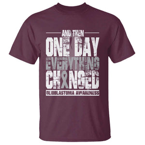 Glioblastoma Awareness T Shirt One Day Everything Changed Brain Tumor TS09 Maroon Print Your Wear