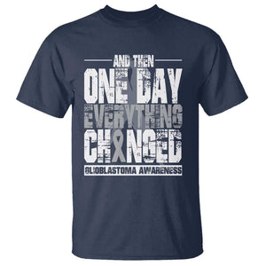 Glioblastoma Awareness T Shirt One Day Everything Changed Brain Tumor TS09 Navy Print Your Wear