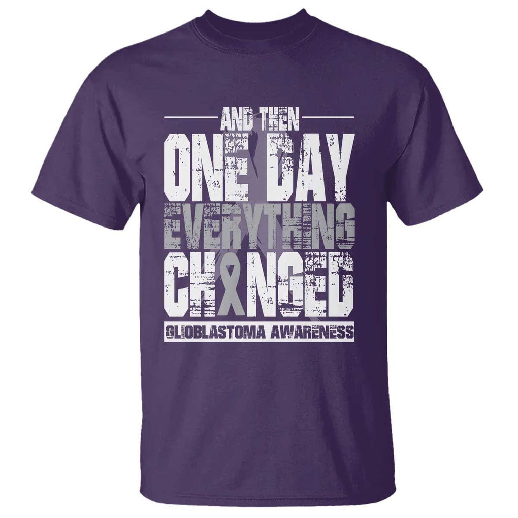 Glioblastoma Awareness T Shirt One Day Everything Changed Brain Tumor TS09 Purple Print Your Wear