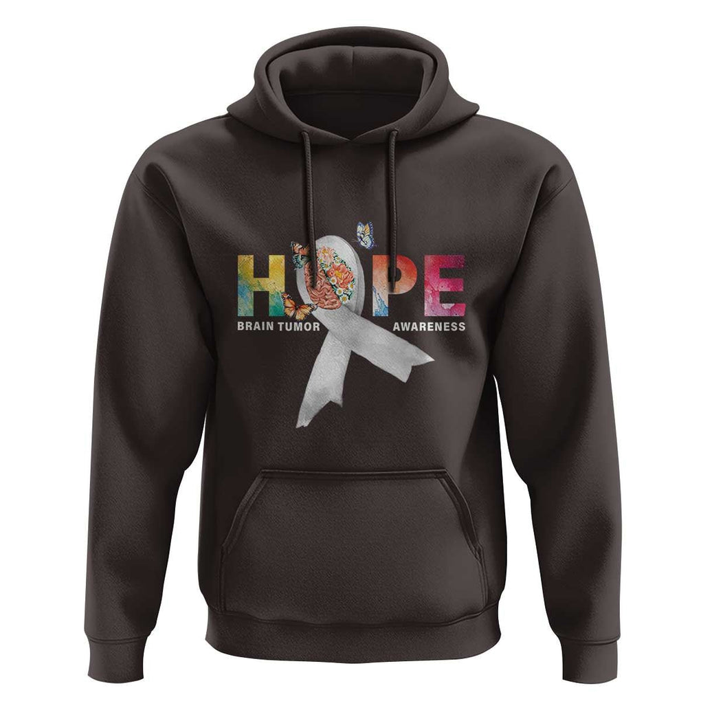 Hope Brain Tumor Awareness Gray Ribbon Hoodie TS09 Dark Chocolate Print Your Wear