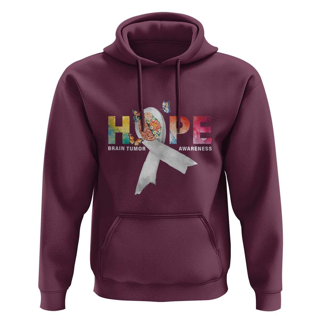 Hope Brain Tumor Awareness Gray Ribbon Hoodie TS09 Maroon Print Your Wear
